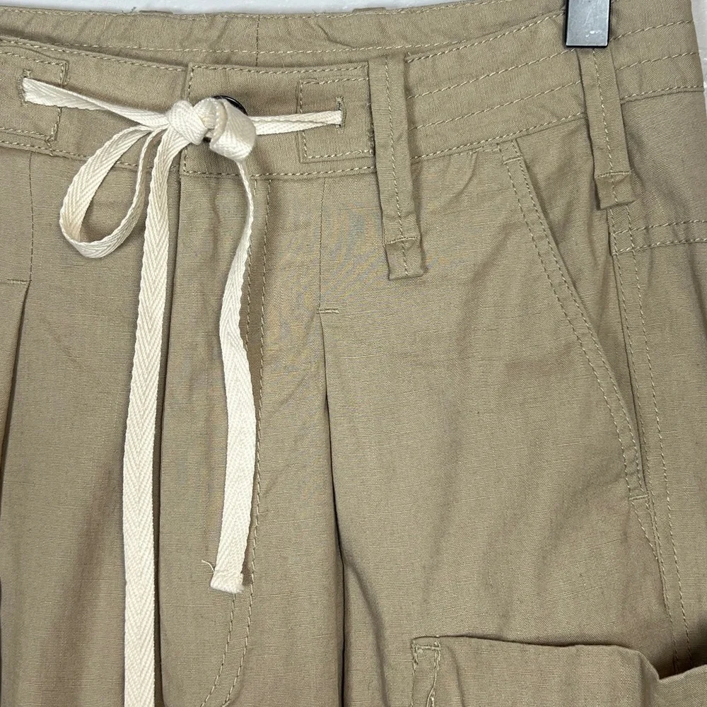 ZARA Women’s Size XS Khaki Linen ZW Collection Multi Pocketed Cargo Utility Pant